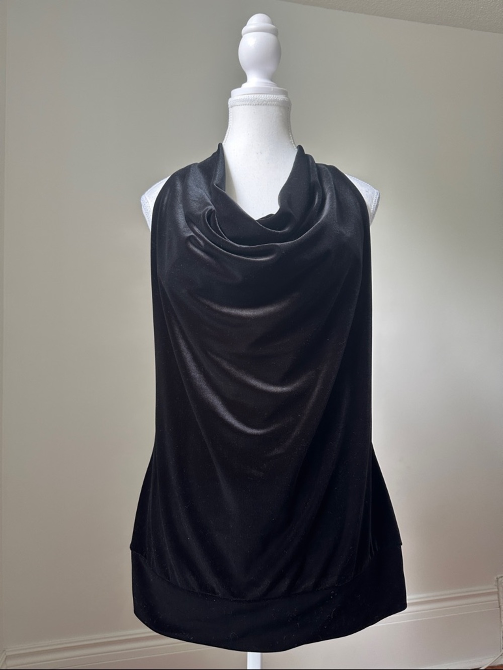 SUZY SHIER Y2K Black Whimsigoth Velvet Cowl Sexy Chain Strap Tank Top Size XL